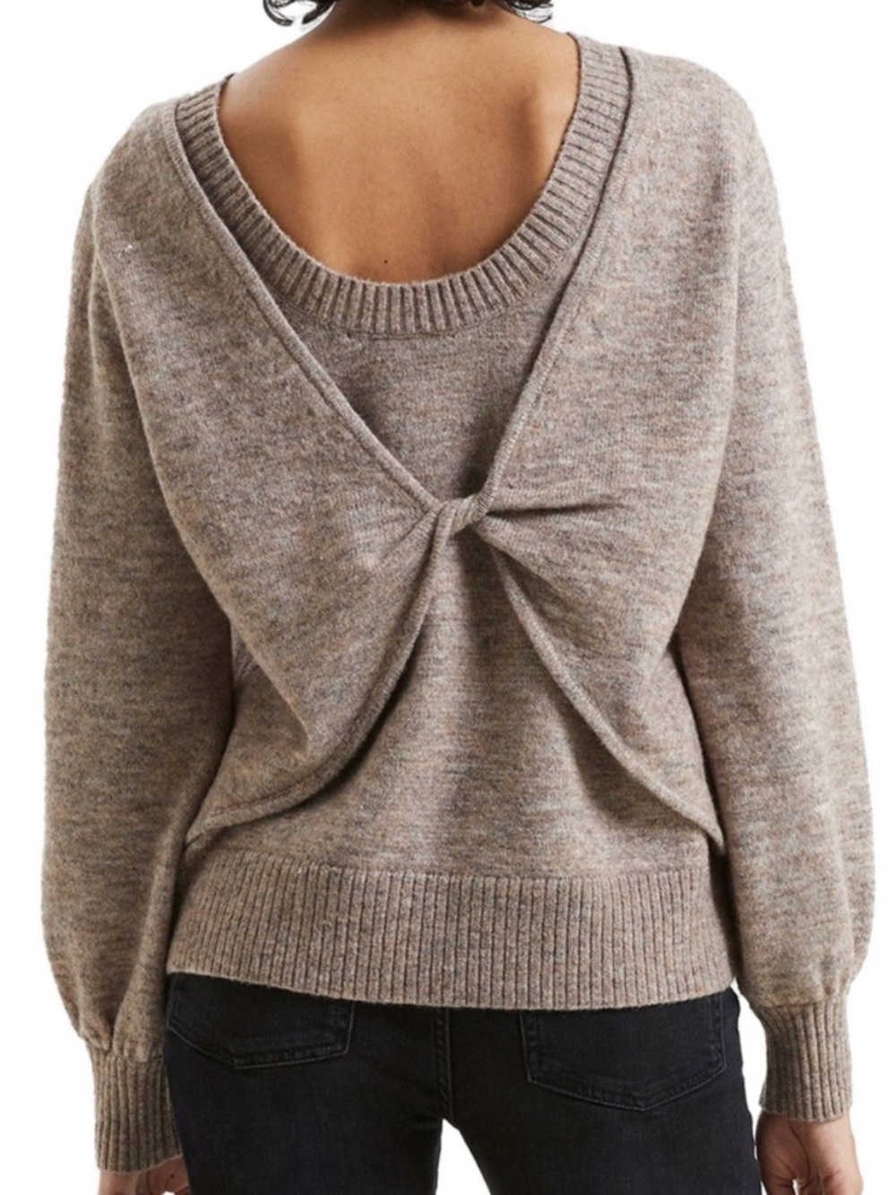 French Connection Taupe Kezia Twist-Back Sweater